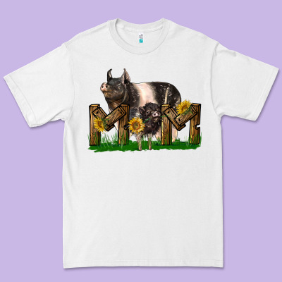 Western Mom With Hampshire Pig And Baby Pig Premium Tee Designed By Lillyallendesigns