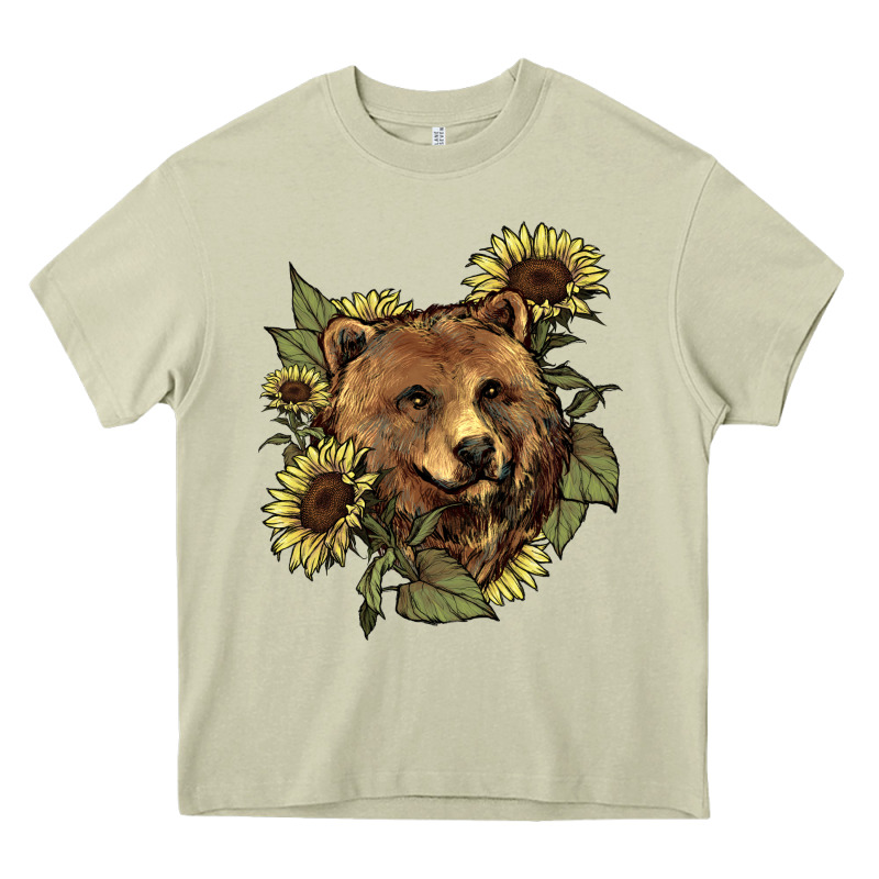 Bear Head Sunflowers Heavy Core Tee by NancyCooperArtShop | Teevron