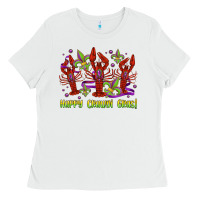 White happy crawdi gras mardi gras carnival Ladies Tee - Jasminsmagicworld