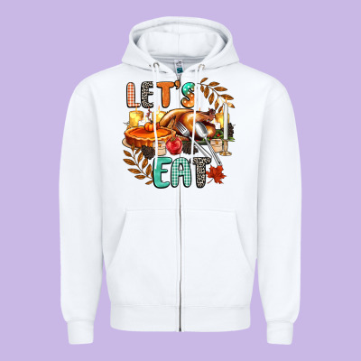 Lets Eat Zipper Hoodie Designed By Cowgirlartshop