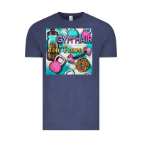 Vintage Denim gym hair don't care clasp and water bottle with glitter seamless patte Vintage Tee - BundleAndBundleShop