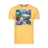 Vintage Mustard gym hair don't care clasp and water bottle with glitter seamless patte Vintage Tee - BundleAndBundleShop