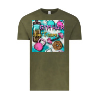 Vintage Olive gym hair don't care clasp and water bottle with glitter seamless patte Vintage Tee - BundleAndBundleShop