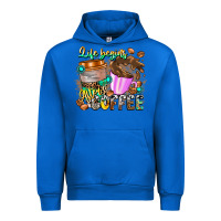Cobalt Life Begins After Coffee Urban Hoodie - CowhideDigitalArt