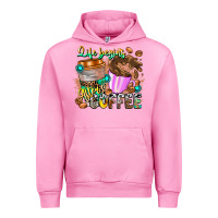 Fuchsia Pink Life Begins After Coffee Urban Hoodie - CowhideDigitalArt