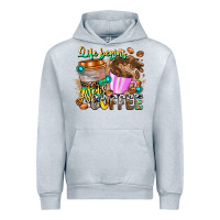 Heather Grey Life Begins After Coffee Urban Hoodie - CowhideDigitalArt