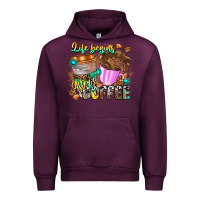 Mauve Wine Life Begins After Coffee Urban Hoodie - CowhideDigitalArt