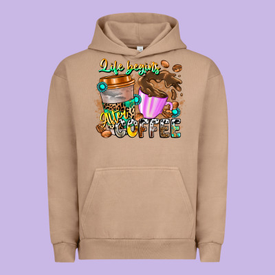 Life Begins After Coffee Urban Hoodie Designed By Cowhidedigitalart