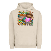 Pigment French Oak Life Begins After Coffee Urban Hoodie - CowhideDigitalArt