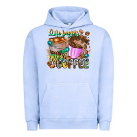 Pigment Grape Ice Life Begins After Coffee Urban Hoodie - CowhideDigitalArt