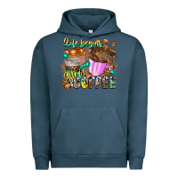 Pigment Midnight Navy Life Begins After Coffee Urban Hoodie - CowhideDigitalArt