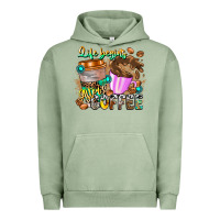 Pigment Oil Green Life Begins After Coffee Urban Hoodie - CowhideDigitalArt