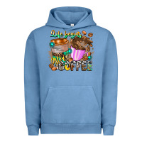 Pigment Pebble Blue Life Begins After Coffee Urban Hoodie - CowhideDigitalArt