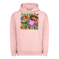 Pigment Salmon Life Begins After Coffee Urban Hoodie - CowhideDigitalArt