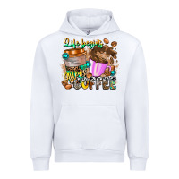 White Life Begins After Coffee Urban Hoodie - CowhideDigitalArt