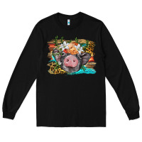 Black baby pig with floral and western background Long Sleeve Tee - BarkalooDesign