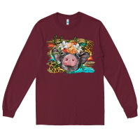 Burgundy baby pig with floral and western background Long Sleeve Tee - BarkalooDesign
