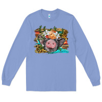 Colony Blue baby pig with floral and western background Long Sleeve Tee - BarkalooDesign