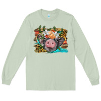 Matcha baby pig with floral and western background Long Sleeve Tee - BarkalooDesign