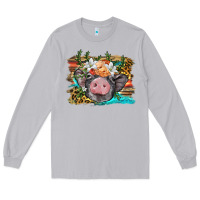 Moon Dust baby pig with floral and western background Long Sleeve Tee - BarkalooDesign