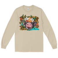 Mushroom baby pig with floral and western background Long Sleeve Tee - BarkalooDesign