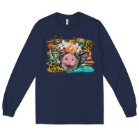 Navy baby pig with floral and western background Long Sleeve Tee - BarkalooDesign