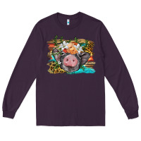 Plum baby pig with floral and western background Long Sleeve Tee - BarkalooDesign