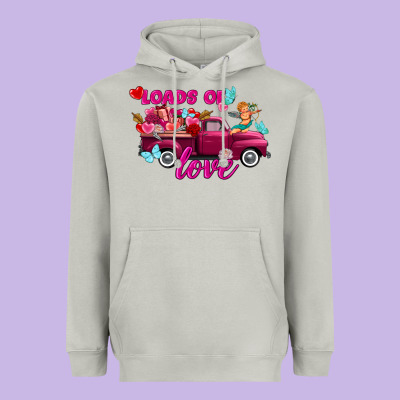 Loads Of Love Valentine's Day Truck Heavyweight Hoodie Designed By Fadigitalartstudio