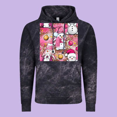 Pink Christmas Cute Snowman Vintage Hoodie Designed By Nancycooperartshop