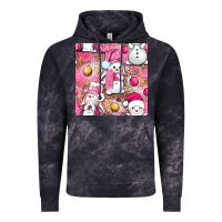 Cloud Black Pink Christmas cute snowman Vintage Hoodie - NancyCooperArtShop