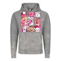 Cloud Rock Pink Christmas cute snowman Vintage Hoodie - NancyCooperArtShop