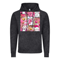 Vintage Black Pink Christmas cute snowman Vintage Hoodie - NancyCooperArtShop