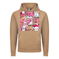 Vintage Coffee Pink Christmas cute snowman Vintage Hoodie - NancyCooperArtShop
