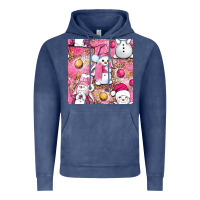 Vintage Denim Pink Christmas cute snowman Vintage Hoodie - NancyCooperArtShop