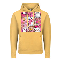 Vintage Mustard Pink Christmas cute snowman Vintage Hoodie - NancyCooperArtShop