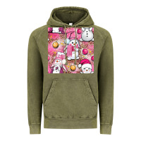Vintage Olive Pink Christmas cute snowman Vintage Hoodie - NancyCooperArtShop