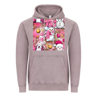 Vintage Zinc Pink Christmas cute snowman Vintage Hoodie - NancyCooperArtShop