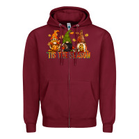 Burgundy tis the season gnomes Zipper Hoodie - CowGirlArtShop