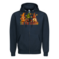 Navy tis the season gnomes Zipper Hoodie - CowGirlArtShop