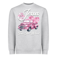Heather Grey Leopard Floral Pink Car Jesus Take The Wheel Heavyweight Sweatshirt - Bettercallsaul