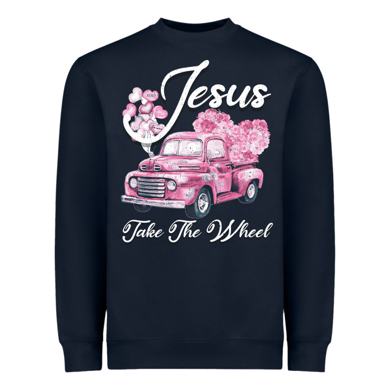 Leopard Floral Pink Car Jesus Take The Wheel Heavyweight Sweatshirt by Bettercallsaul | Teevron