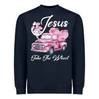 Navy Leopard Floral Pink Car Jesus Take The Wheel Heavyweight Sweatshirt - Bettercallsaul
