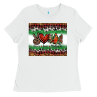 White Peace Love Christmas Trees Ladies Tee - Jasminsmagicworld