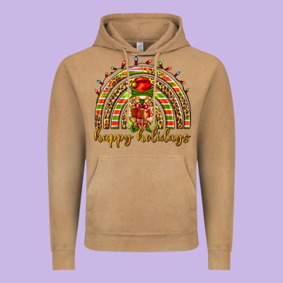 Happy Holidays Elf Gnome Vintage Hoodie Designed By Nancycooperartshop
