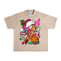 French Oak Pink Christmas Breast Cancer Ribbon Basketball Urban Heavy Tee - BundleAndBundleShop