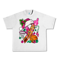 Lunar Rock Pink Christmas Breast Cancer Ribbon Basketball Urban Heavy Tee - BundleAndBundleShop