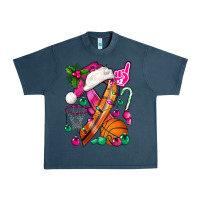 Midnight Navy Pink Christmas Breast Cancer Ribbon Basketball Urban Heavy Tee - BundleAndBundleShop