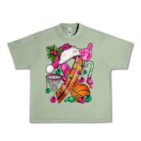 Oil Green Pink Christmas Breast Cancer Ribbon Basketball Urban Heavy Tee - BundleAndBundleShop