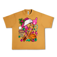 Peanut Butter Pink Christmas Breast Cancer Ribbon Basketball Urban Heavy Tee - BundleAndBundleShop