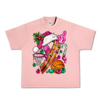 Salmon Pink Christmas Breast Cancer Ribbon Basketball Urban Heavy Tee - BundleAndBundleShop